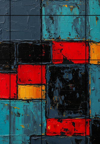 Abstract Grunge Textured Red Gold Blue