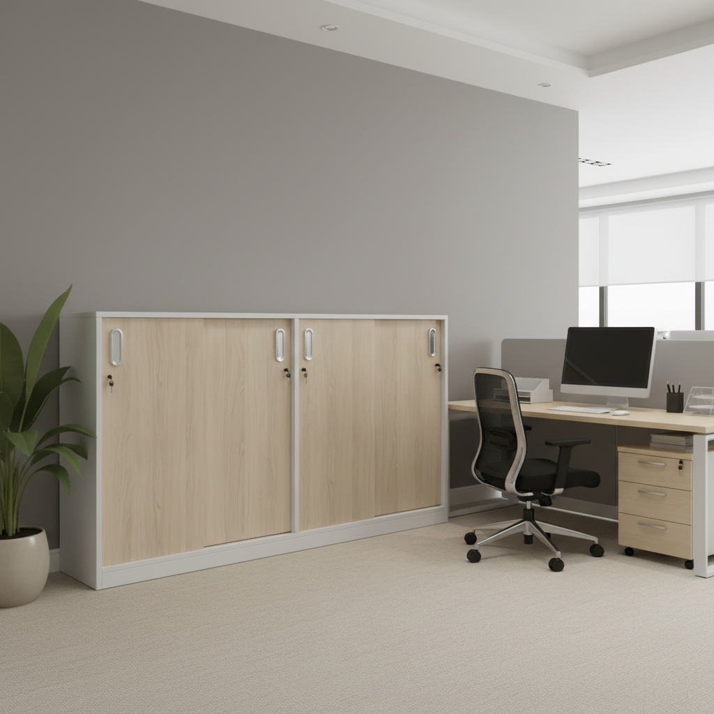 RADAR Color Four-Door (Low Height) Sliding Storage Cabinet