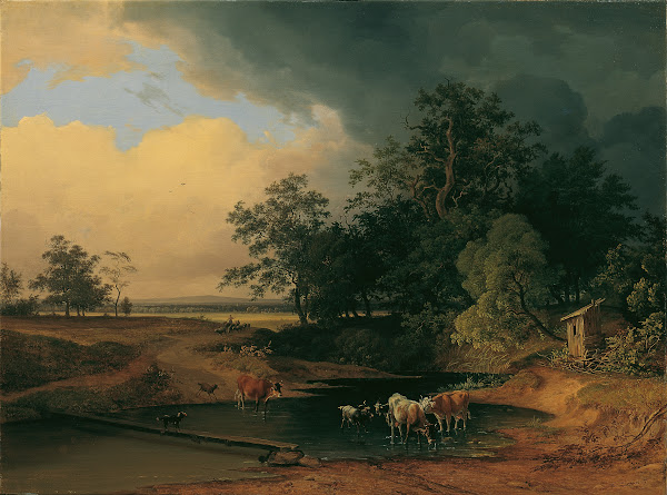 Aulandschaft bei Abendstimmung 1847