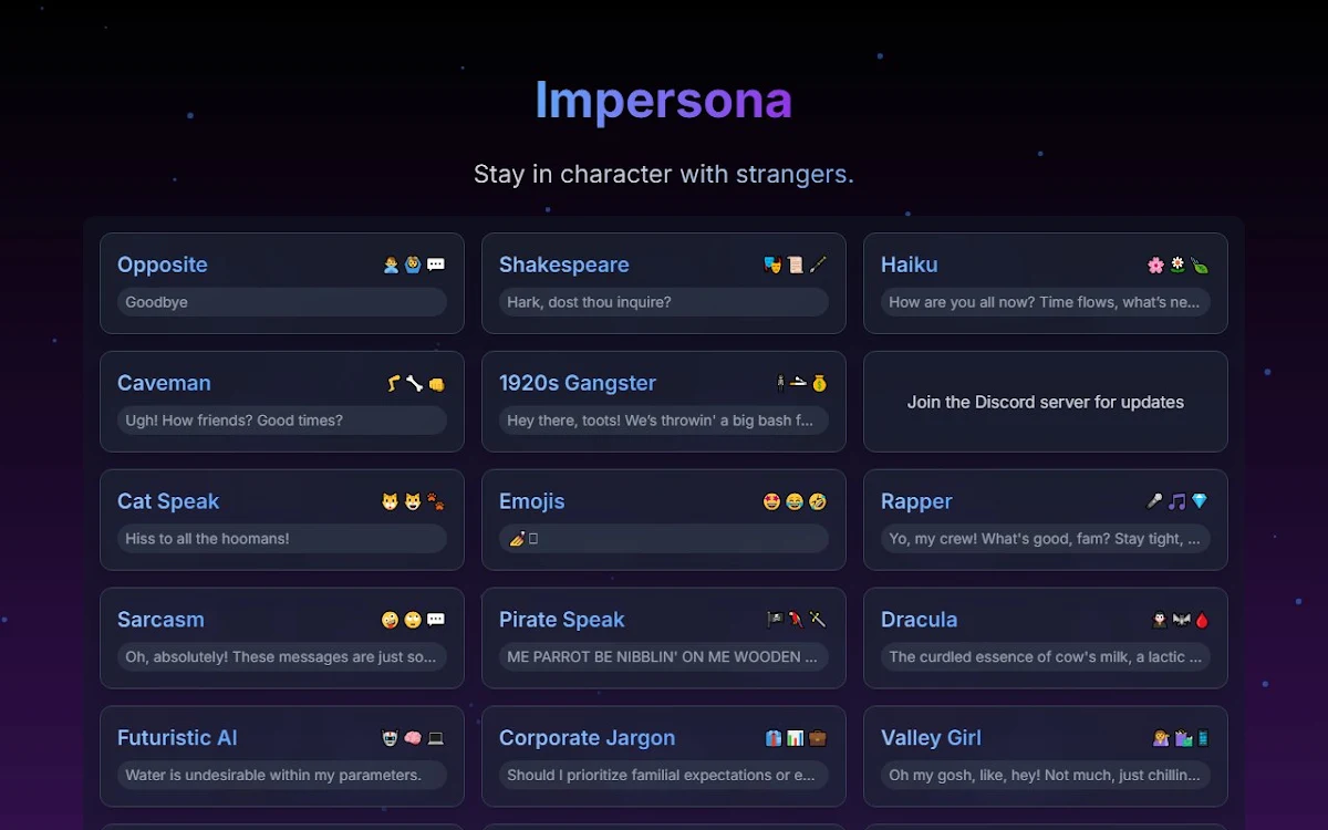 Captura de Impersona
