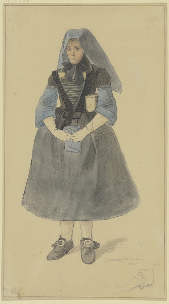 Oberhessische Bauersfrau zur Kirche gehend 1841