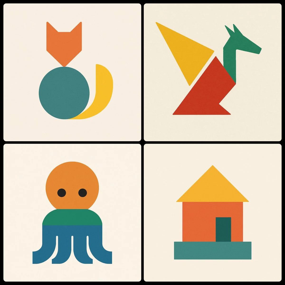Imagen minimalista con tres formas geométricas