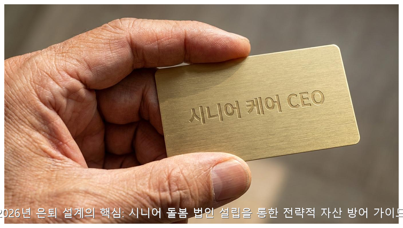 2026년 은퇴 설계의 핵심: 시니어 돌봄 법인 설립을 통한 전략적 자산 방어 가이드 핵심 안내 및 분석 인포그래픽 (7)