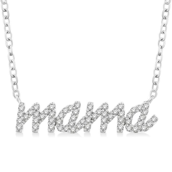Script 'mama' Diamond Name Necklace