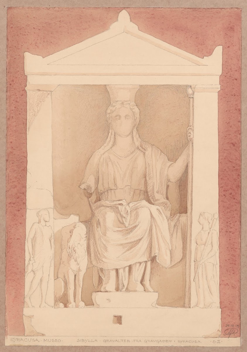 Syracuse the museum tomb altars with sibyl from the tomb street 20th century