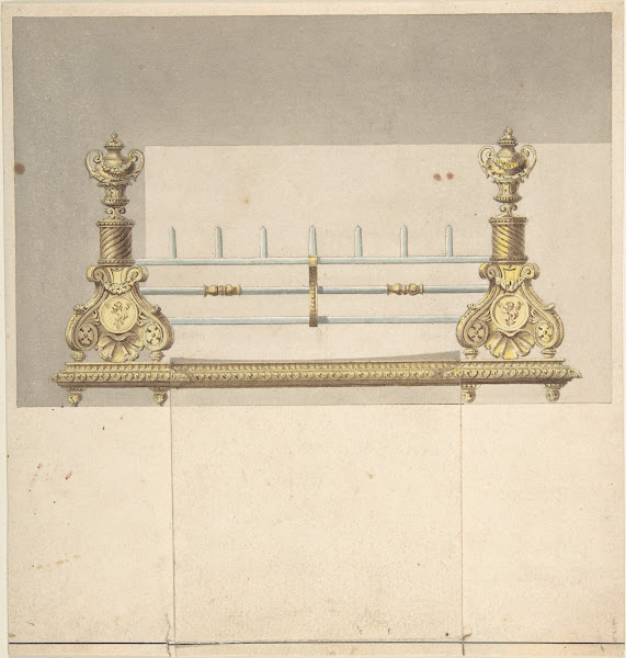 Design for Cast iron Grate with Green Metal Surround ca 1814