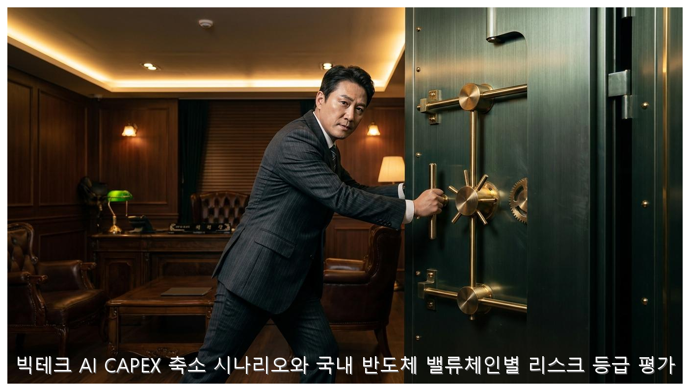 빅테크 AI CAPEX 축소 시나리오와 국내 반도체 밸류체인별 리스크 등급 평가 핵심 안내 및 분석 인포그래픽 (2)