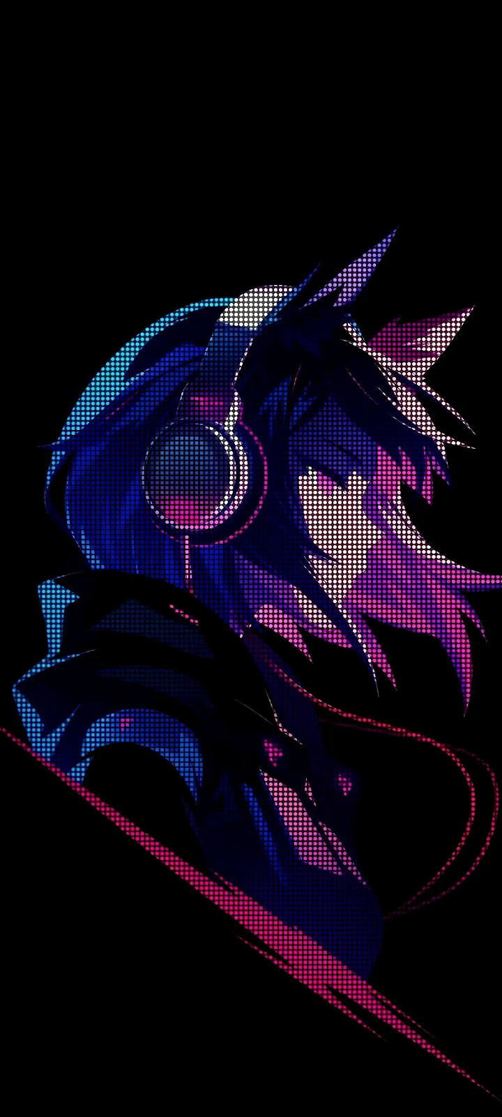 Anime Girl With Headphones - Digital Pixel Art 4K iPhone Wallpaper (2208x4906)