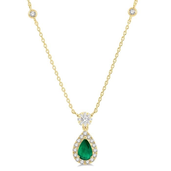 Pear Shape Gemstone & Halo Lovebright Diamond Necklace