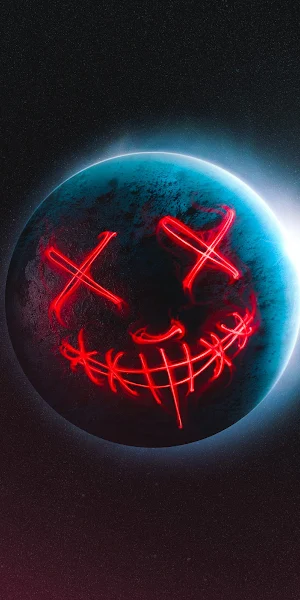 Planet, Neon, Smile, Galaxy, Space 5K iPhone Wallpaper Background