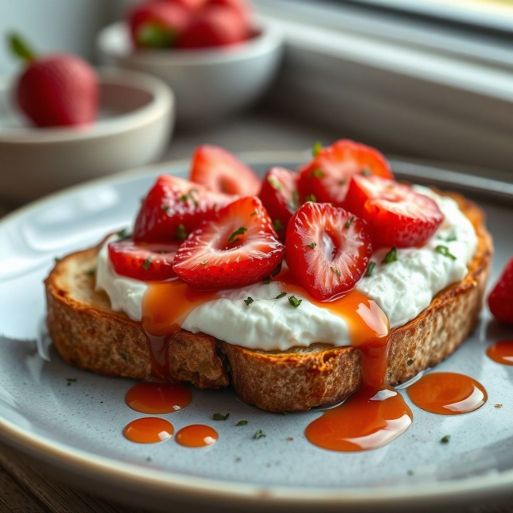 Roasted Strawberry Whipped Ricotta Toast Recipe – Easy Weekend Brunch finished