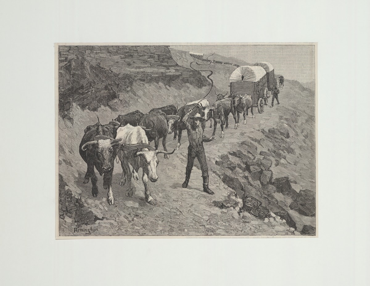 An ox train in the mountains 1888