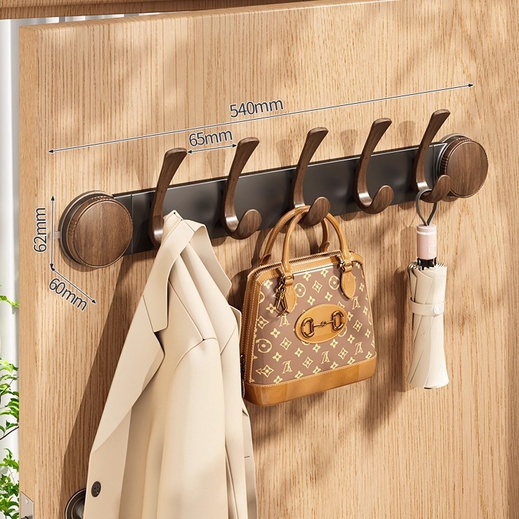 Suction Cup Wall Hook with Walnut Wood Look