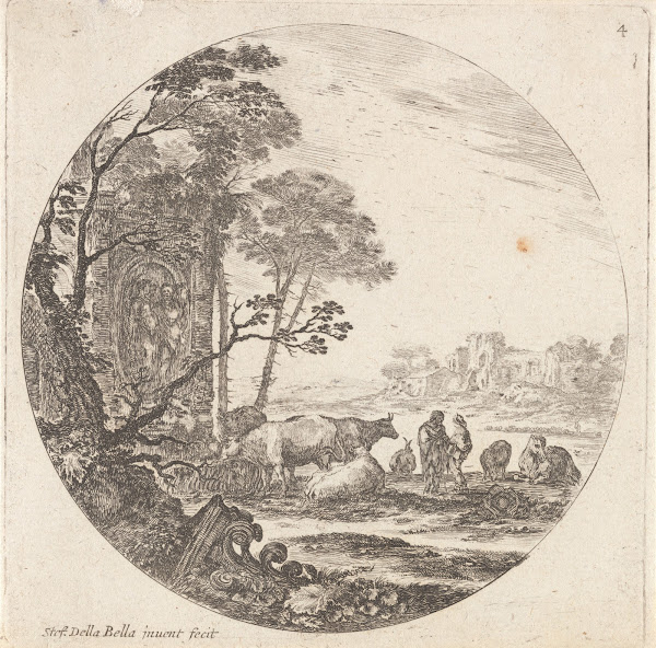 Paysage avec un chapiteau corinthien sur le devant par terre 1601 1700