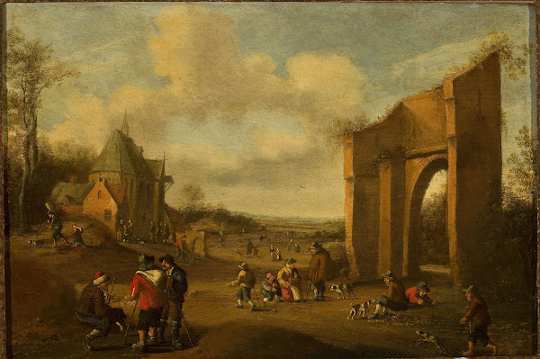 Countryside landscape with peasants