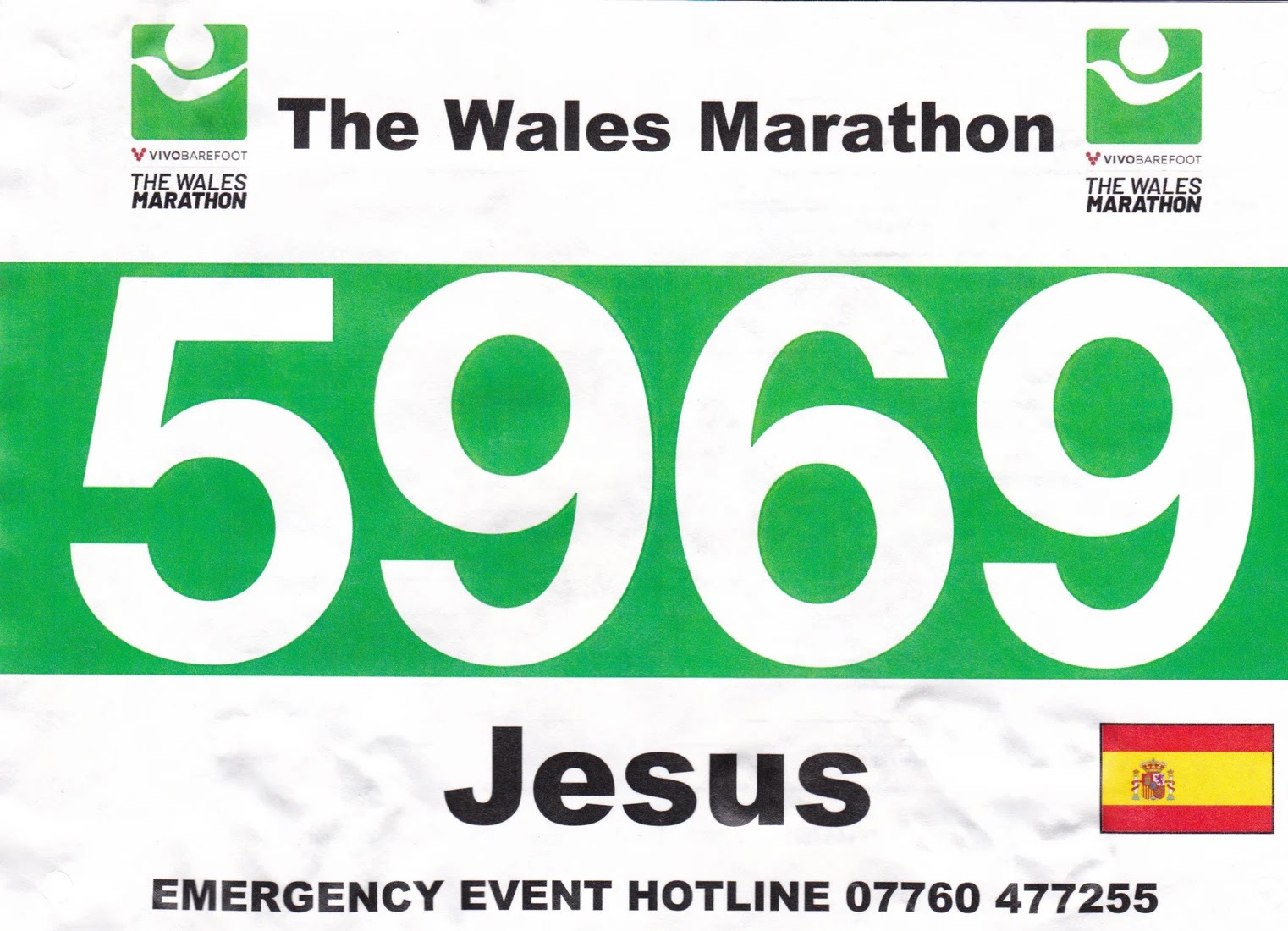 Dorsal de Wales Marathon