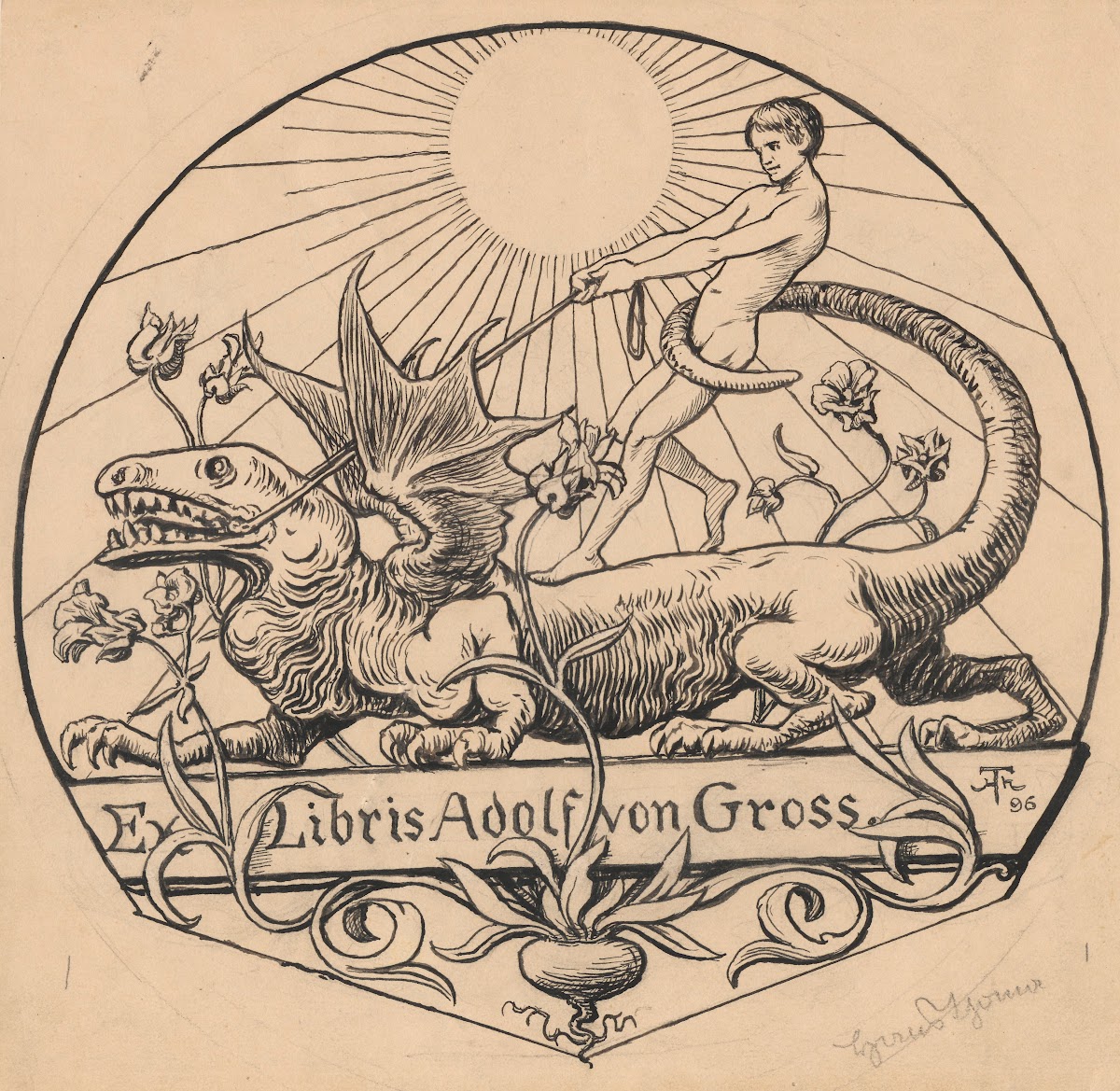 Design for a Bookplate of Adolf von Gross 1896