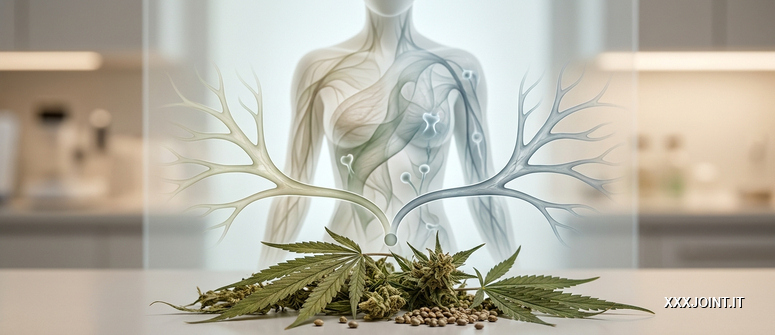 Immagine interna editoriale sul sistema endocannabinoide e sulla parentela biologica tra THC e CBD