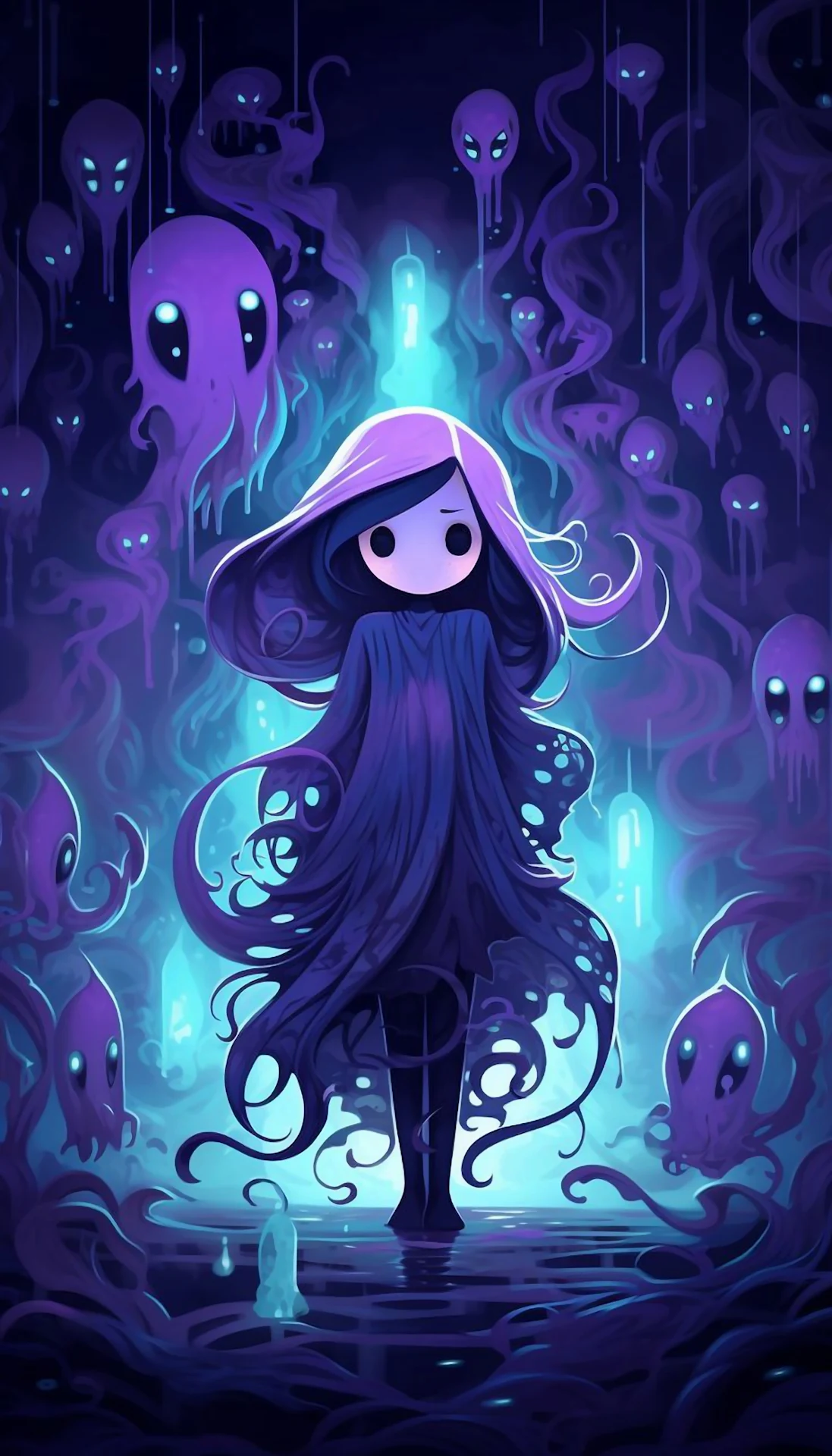 Stylized Spirit Realm Illustration Purple Glow - Free 4K mobile Wallpaper