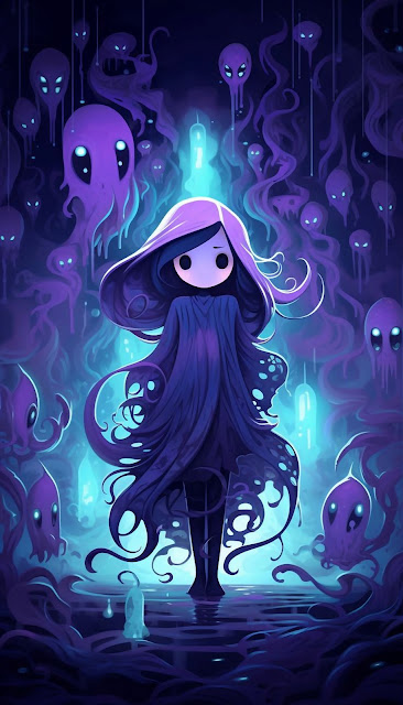 Stylized Spirit Realm Illustration Purple Glow - Free mobile Wallpaper