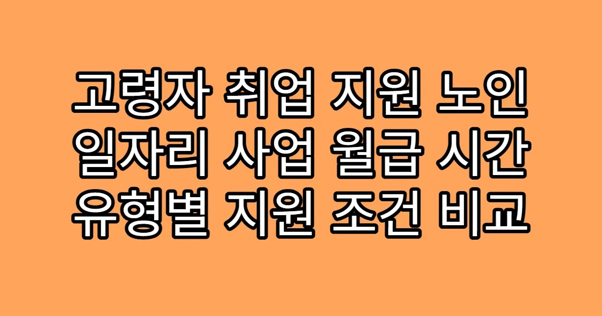 고령자 취업 지원 노인 일자리 사업 월급 시간 유형별 지원 조건 비교