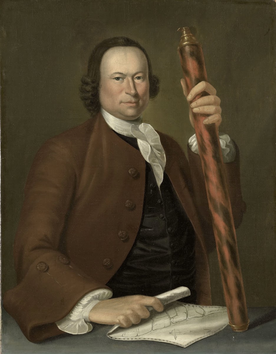 Portrait of an Officer at Sea with Coastal Map and Binoculars in his Hand 1760
