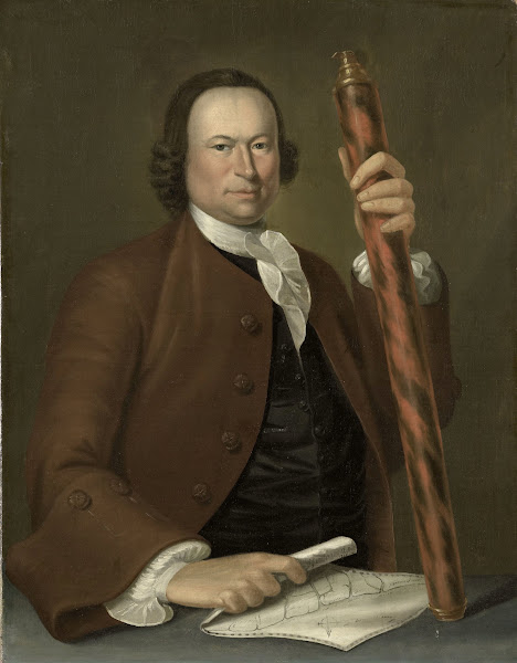 Portrait of an Officer at Sea with Coastal Map and Binoculars in his Hand 1760