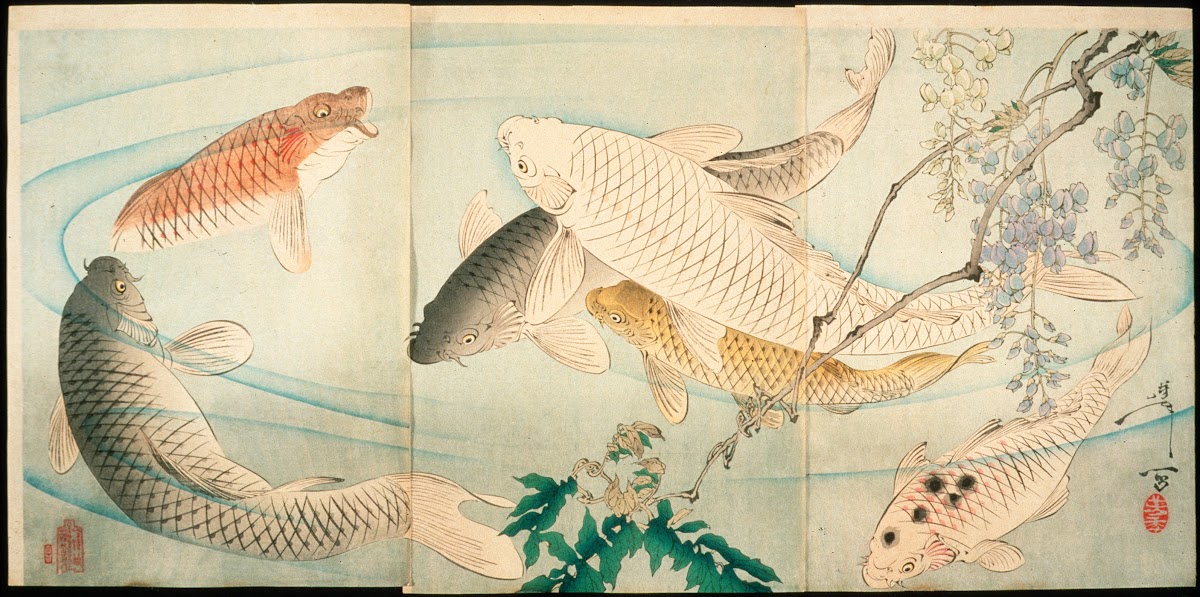 Carp with Wisteria 1889