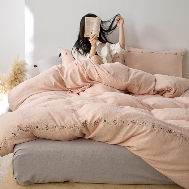 Bedding Set, 4 Pieces, Tencel-Cotton, Embroidery