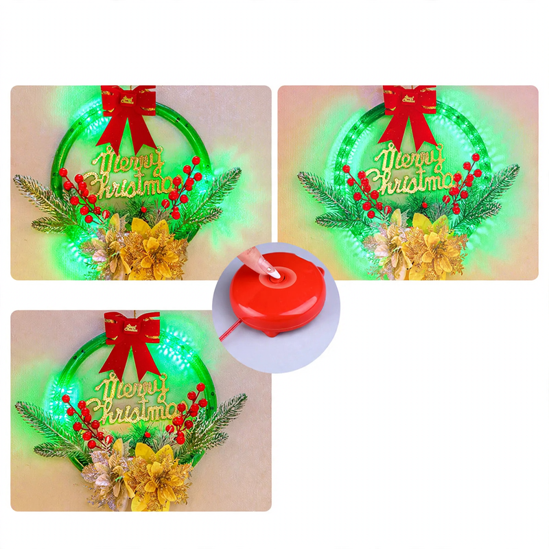 Glowing Christmas wreath with Merry Christmas inscription