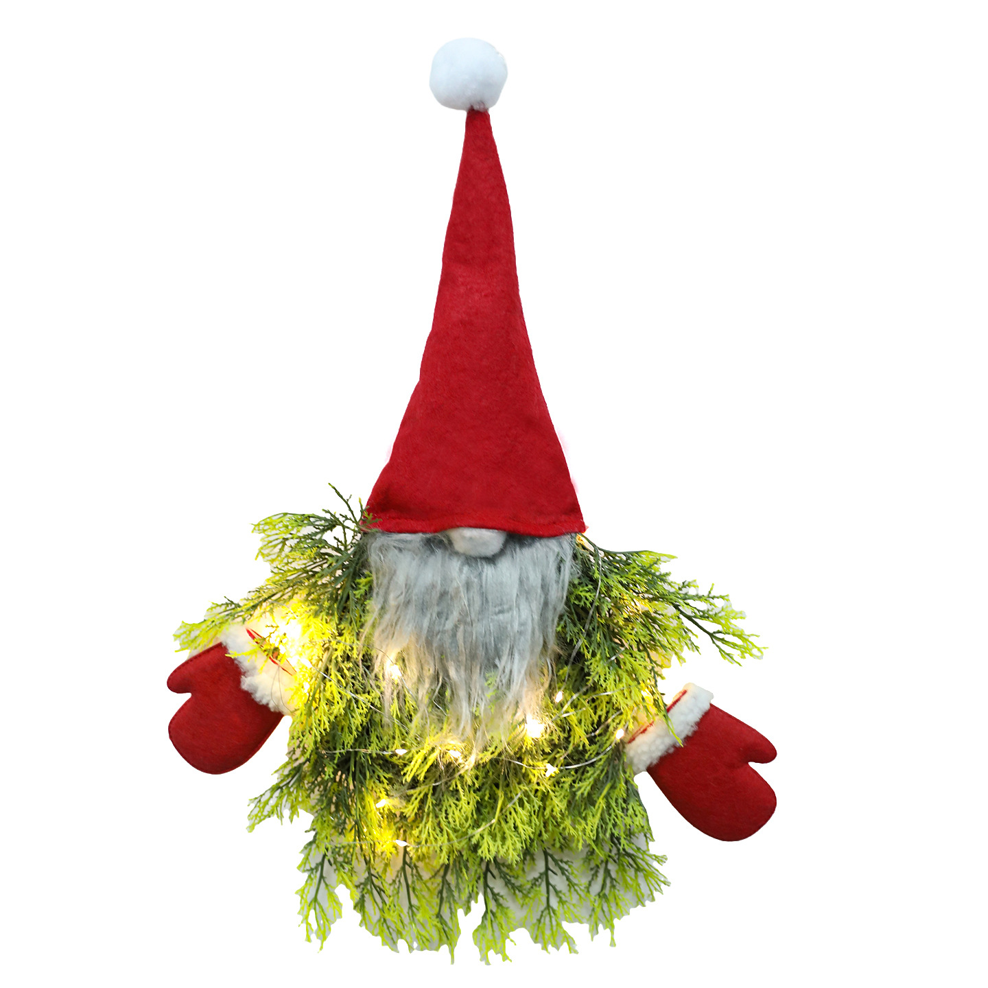 Illuminated Christmas Wreath with Gnome Motif