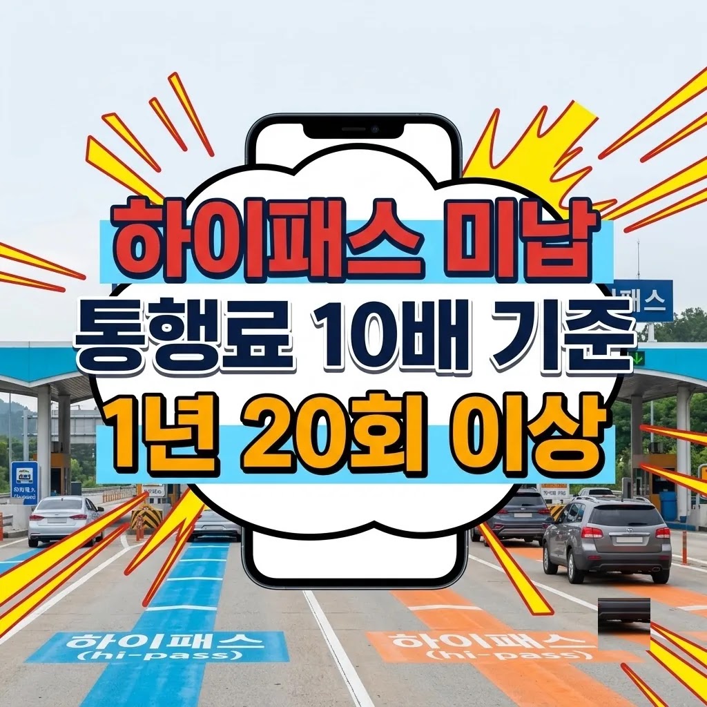 하이패스 미납 통행료 10배 기준, 1년 20회 이상