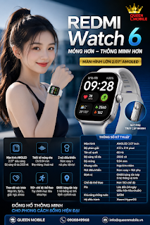 REDMI Watch 6 Ra Mắt: Màn Hình AMOLED 2.07 Inch Siêu Sáng, Thiết Kế Mỏng Dưới 10mm Gây Sức Ép Lên Phân Khúc Smartwatch