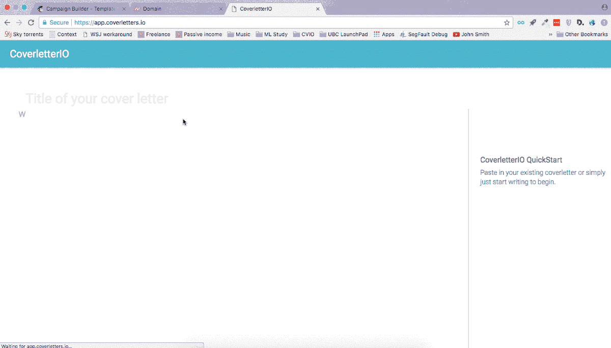 Captura de CoverletterIO