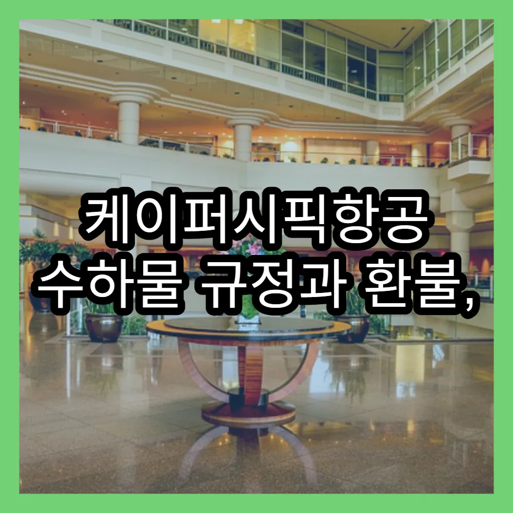 케이퍼시픽항공 수하물 규정과 환불, 변경 정책 실전 활용법