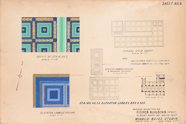 Proposed decorations for Fisher Building Detroit Soffit of stair no 2 Elevator l