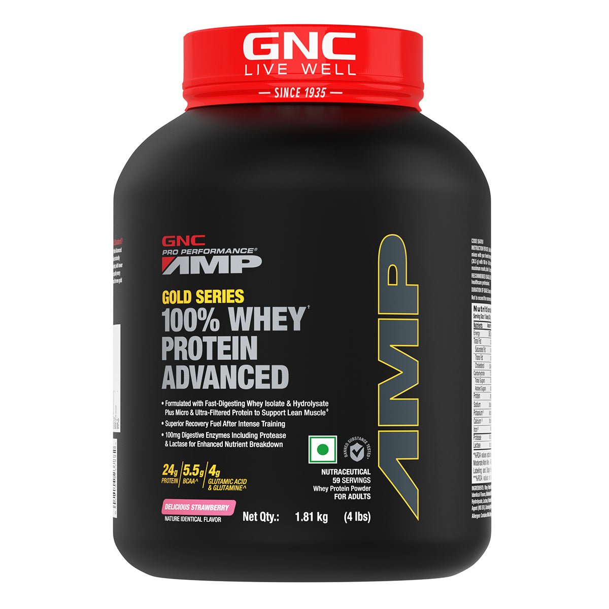 GNC AMP Gold Series 100% Whey Protein Advanced — Delicious Strawberry, 2 lbs