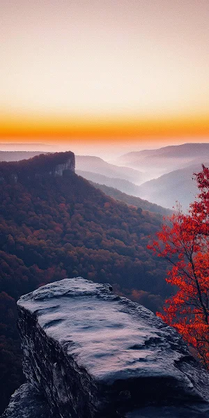 Mountain Landscape, Autumn Scenery, Sunrise View, Scenic Overlook 2K iPhone Wallpaper Background