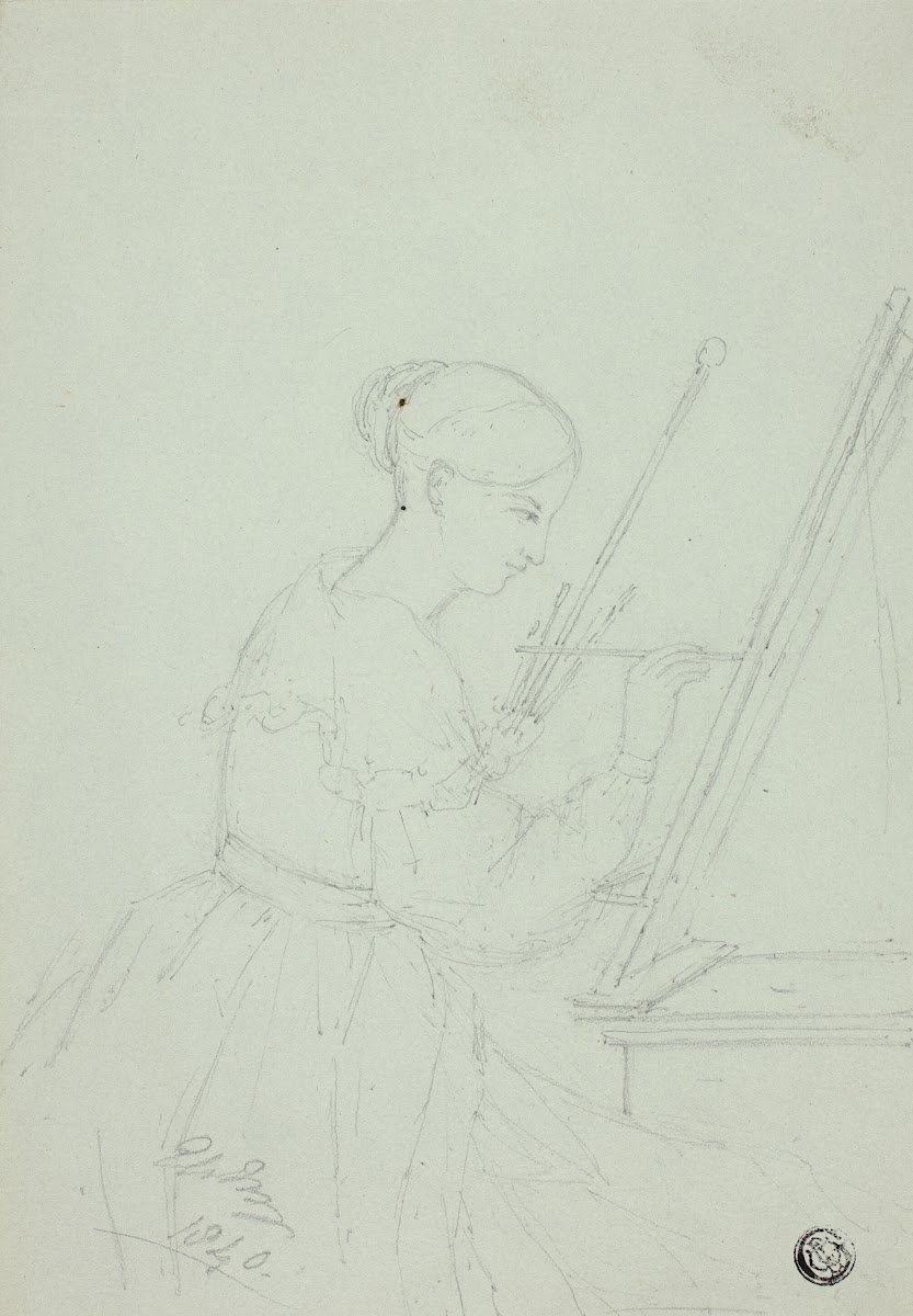 Young Woman Painting possibly a Self Portrait 1840
