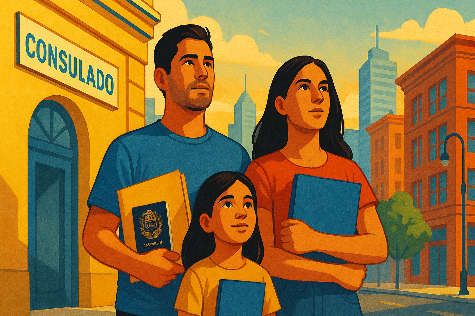 venezolanos en consulado con documentos para cita SAIME y trámite de pasaporte