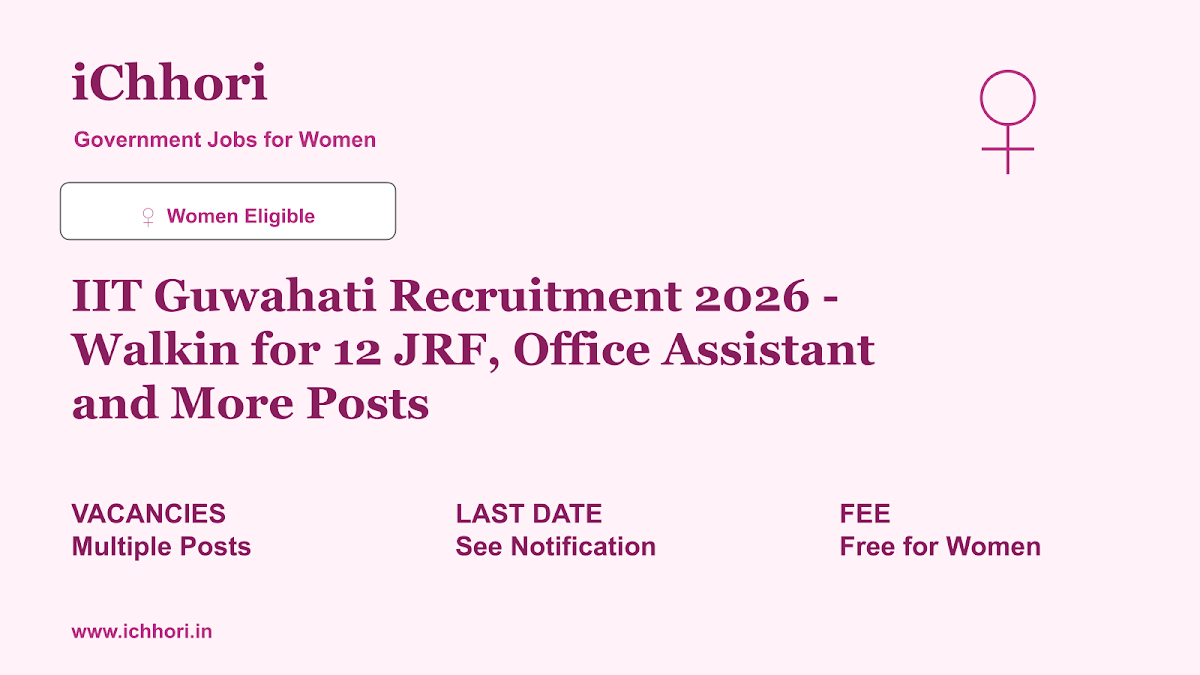 IIT Guwahati Recruitment 2026 - Walkin for 12 JRF, Office Assistant and More Posts - iChhori