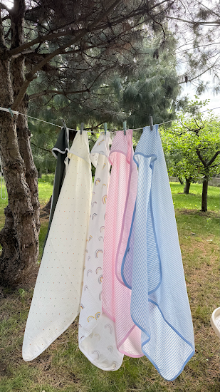 Children's towel 100x100 Twins muslin green