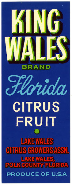 King Wales Brand Florida Citrus Fruit Label 1930 1950