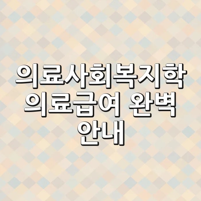 의료사회복지학 의료급여 완벽 안내
