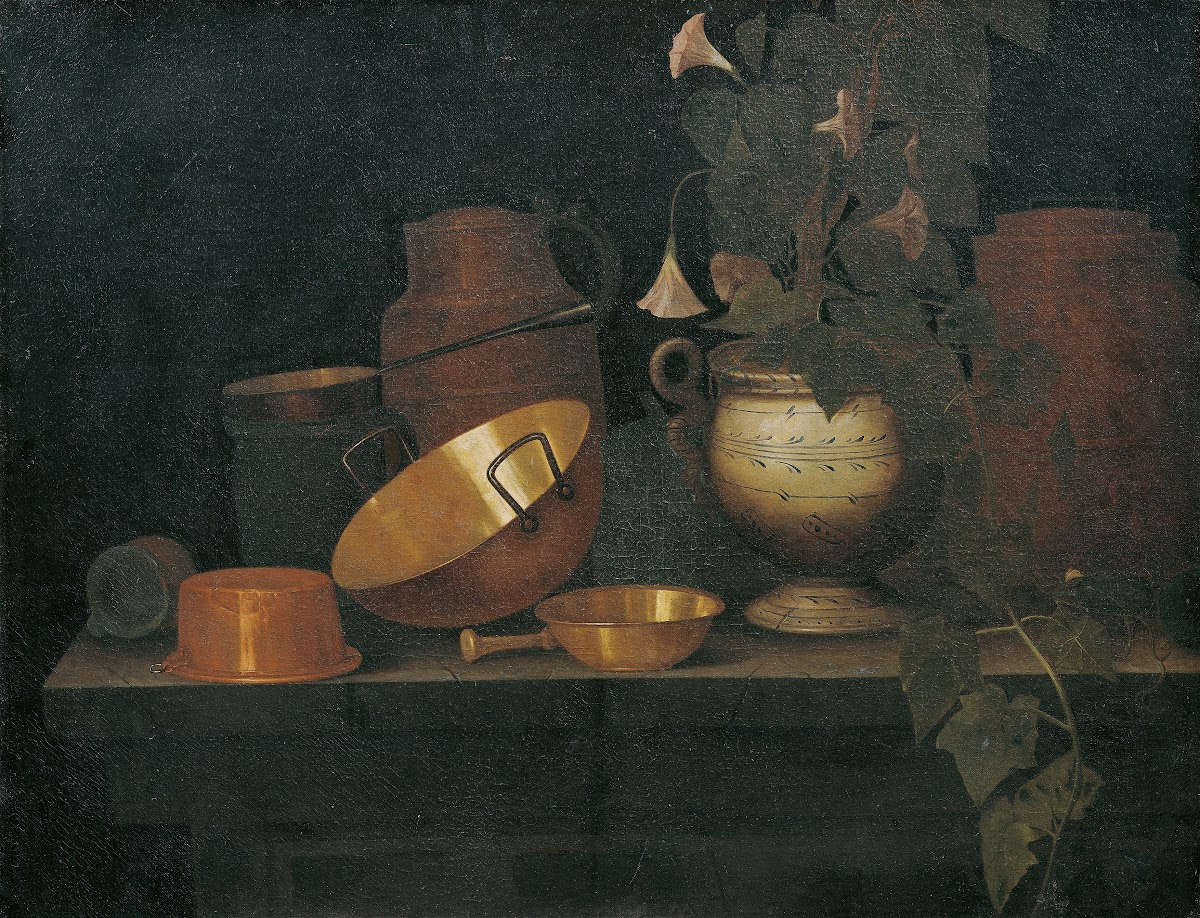 Still life with copper dishes
