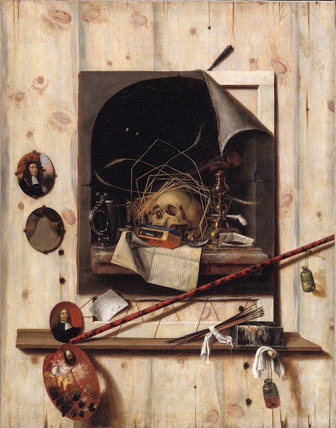 Trompe Loeil With Studio Wall And Vanitas Still Life 1668