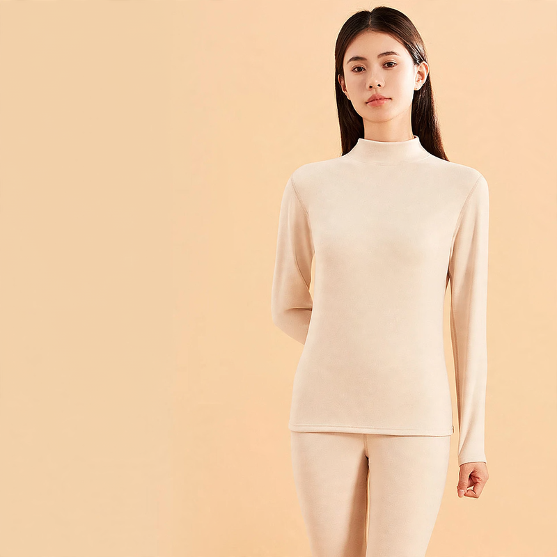 Thermal underwear set with cashmere and silk, standing collar