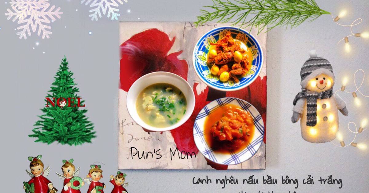 Canh nghêu nấu bầu bông cải trắng
Chim cút kho nghệ