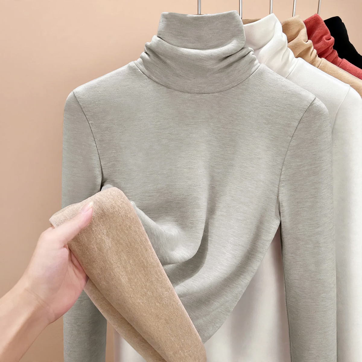 Padded Knit Sweater with High Collar