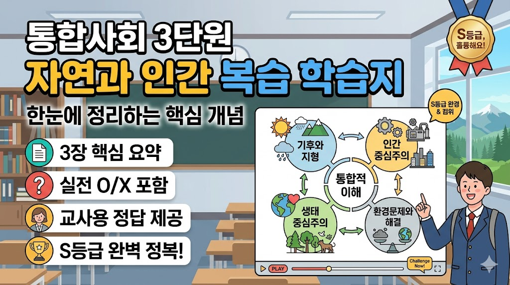 통합사회 3단원 자연환경과 인간 복습 학습지 썸네일